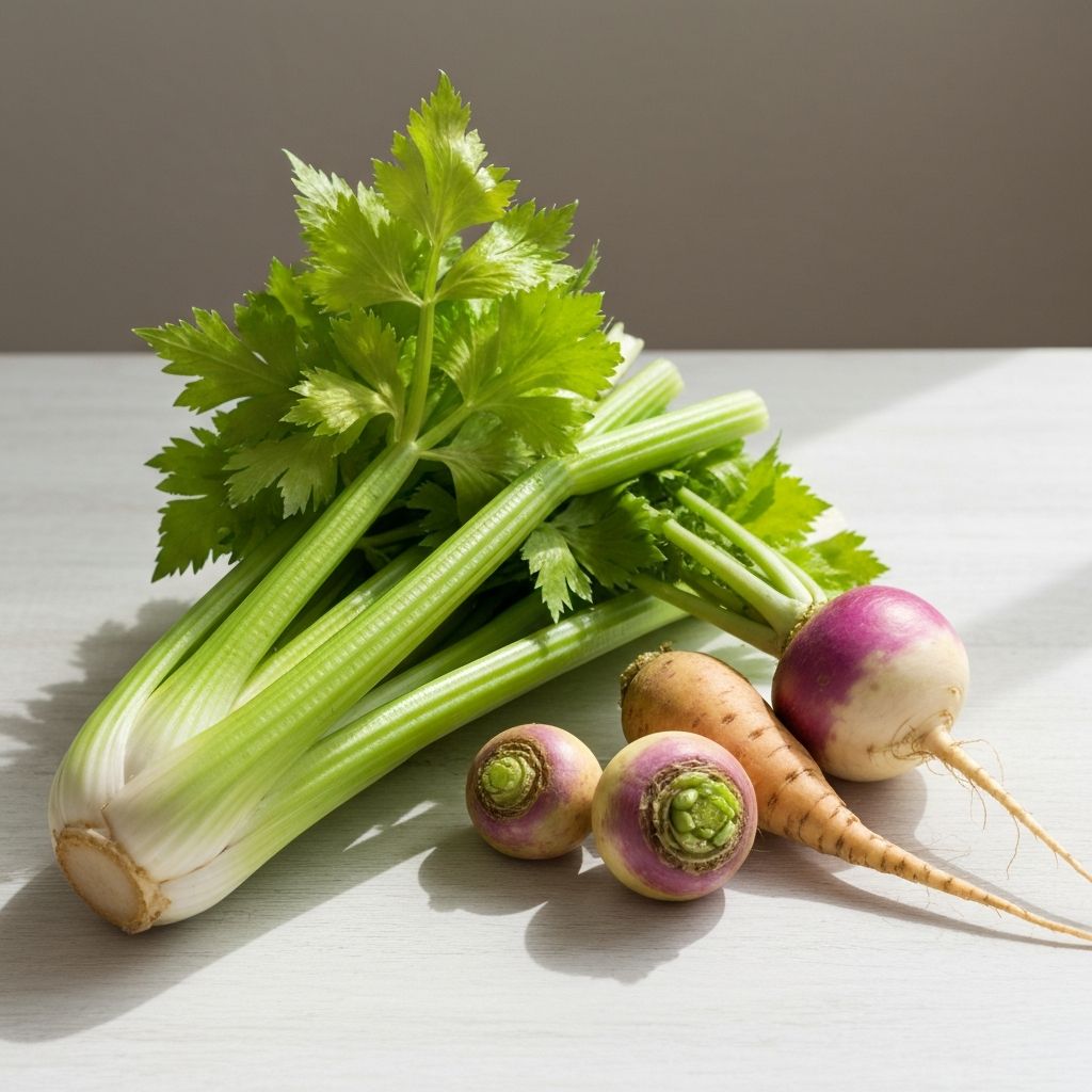 Celery and root vegetables